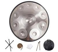 9/10/12 Note Steel Handpan Drum Set Adulti Handpan In D Minor Professionale 22 Pollici Hand Pan Drum Con Borsa Per Il Trasporto, Mallets, Staffa, Per Yoga Concerto Produzione Audio(Silver,10 Notes (43