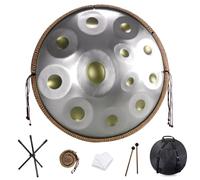 9/10/12 Note Steel Handpan Drum Set Adulti Handpan In D Minor Professionale 22 Pollici Hand Pan Drum Con Borsa Per Il Trasporto, Mallets, Staffa, Per Yoga Concerto Produzione Audio(Golden eye,12 Notes