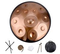 9/10/12 Note Steel Handpan Drum Set Adulti Handpan In D Minor Professionale 22 Pollici Hand Pan Drum Con Borsa Per Il Trasporto, Mallets, Staffa, Per Yoga Concerto Produzione Audio(Gold,12 Notes (432H