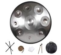 9/10/12 Note Steel Handpan Drum Set Adulti Handpan In D Minor Professionale 22 Pollici Hand Pan Drum Con Borsa Per Il Trasporto, Mallets, Staffa, Per Yoga Concerto Produzione Audio(Silver,9 Notes (432