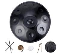 9/10/12 Note Steel Handpan Drum Set Adulti Handpan In D Minor Professionale 22 Pollici Hand Pan Drum Con Borsa Per Il Trasporto, Mallets, Staffa, Per Yoga Concerto Produzione Audio(Black,10 Notes (432