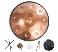 9/10/12 Note Steel Handpan Drum Set Adulti Handpan In D Minor Professionale 22 Pollici Hand Pan Drum Con Borsa Per Il Trasporto, Mallets, Staffa, Per Yoga Concerto Produzione Audio(Gold,10 Notes (440H