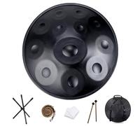 9/10/12 Note Steel Handpan Drum Set Adulti Handpan In D Minor Professionale 22 Pollici Hand Pan Drum Con Borsa Per Il Trasporto, Mallets, Staffa, Per Yoga Concerto Produzione Audio(Black,12 Notes (440