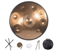 9/10/12 Note Steel Handpan Drum Set Adulti Handpan In D Minor Professionale 22 Pollici Hand Pan Drum Con Borsa Per Il Trasporto, Mallets, Staffa, Per Yoga Concerto Produzione Audio(Gold,9 Notes (440Hz