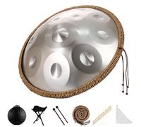 9/10/12 Note Steel Tongue Drum, Tamburo a Mano da 22 in, Strumento a Percussione, Classico Re Minore, Favorisce la Meditazione, per L'educazione Musicale, lo Yoga e L'intrattenimento-Silver||12 Note