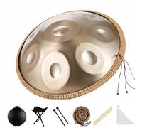 9/10/12 Note Steel Tongue Drum, Tamburo a Mano da 22 in, Strumento a Percussione, Classico Re Minore, Favorisce la Meditazione, per L'educazione Musicale, lo Yoga e L'intrattenimento-Gold||9 Note