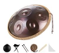9/10/12 Note Steel Tongue Drum, Tamburo a Mano da 22 in, Strumento a Percussione, Classico Re Minore, Favorisce la Meditazione, per L'educazione Musicale, lo Yoga e L'intrattenimento-Brown||9 Note