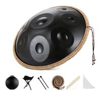 9/10/12 Note Steel Tongue Drum, Tamburo a Mano da 22 in, Strumento a Percussione, Classico Re Minore, Favorisce la Meditazione, per L'educazione Musicale, lo Yoga e L'intrattenimento-Black||9 Note