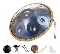 9/10/12 Note Steel Tongue Drum, Tamburo a Mano da 22 in, Strumento a Percussione, Classico Re Minore, Favorisce la Meditazione, per L'educazione Musicale, lo Yoga e L'intrattenimento-Blue||10 Note