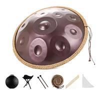 9/10/12 Note Steel Tongue Drum, Tamburo a Mano da 22 in, Strumento a Percussione, Classico Re Minore, Favorisce la Meditazione, per L'educazione Musicale, lo Yoga e L'intrattenimento-Brown||12 Note