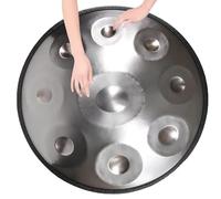 9/10/12 Note Strumento A Percussione Professionale Handpan Drum 22 Pollici Con Borsa Morbida Handpan, 2 Bacchette Handpan, Supporto Handpan E Panno Antipolvere(Silver,9 Notes (432Hz))