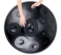9/10/12 Note Strumento A Percussione Professionale Handpan Drum 22 Pollici Con Borsa Morbida Handpan, 2 Bacchette Handpan, Supporto Handpan E Panno Antipolvere(Black,12 Notes (440Hz))