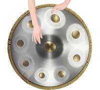 9/10/12 Note Strumento A Percussione Professionale Handpan Drum 22 Pollici Con Borsa Morbida Handpan, 2 Bacchette Handpan, Supporto Handpan E Panno Antipolvere(Golden eye,9 Notes (440Hz))
