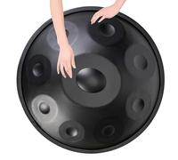 9/10/12 Note Strumento A Percussione Professionale Handpan Drum 22 Pollici Con Borsa Morbida Handpan, 2 Bacchette Handpan, Supporto Handpan E Panno Antipolvere(Black,9 Notes (440Hz))