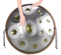 9/10/12 Note Strumento A Percussione Professionale Handpan Drum 22 Pollici Con Borsa Morbida Handpan, 2 Bacchette Handpan, Supporto Handpan E Panno Antipolvere(Golden eye,12 Notes (432Hz))