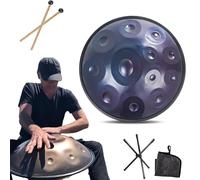 9/10/12 Note Strumento A Tamburo Handpan - Steel Tongue Drum Da 22 Pollici, Tamburo Handpan Con Supporto A Treppiede, Bacchette E Borsa Per Il Trasporto, Per Sound Healing(BLUE-12 NOTES,432Hz)