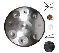 9/10/12 Note Tamburo Handpan Per Meditazione E Rilassamento, Handpan Armonico Drum In Re Minore Per Adulti, Strumenti A Percussione Steel Hand Pan(Silver,9 Notes (440Hz))