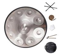 9/10/12 Note Tamburo Handpan Per Meditazione E Rilassamento, Handpan Armonico Drum In Re Minore Per Adulti, Strumenti A Percussione Steel Hand Pan(Silver,10 Notes (432Hz))