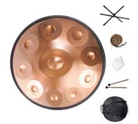 9/10/12 Note Tamburo Handpan Per Meditazione E Rilassamento, Handpan Armonico Drum In Re Minore Per Adulti, Strumenti A Percussione Steel Hand Pan(Gold,10 Notes (440Hz))