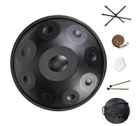 9/10/12 Note Tamburo Handpan Per Meditazione E Rilassamento, Handpan Armonico Drum In Re Minore Per Adulti, Strumenti A Percussione Steel Hand Pan(Black,9 Notes (440Hz))