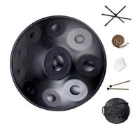 9/10/12 Note Tamburo Handpan Per Meditazione E Rilassamento, Handpan Armonico Drum In Re Minore Per Adulti, Strumenti A Percussione Steel Hand Pan(Black,10 Notes (440Hz))