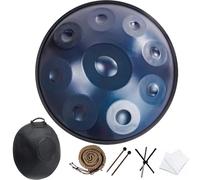 9/10/12 Note Tamburo Handpan Per Meditazione E Rilassamento, Handpan Armonico Drum In Re Minore Per Adulti, Strumenti A Percussione Steel Hand Pan(Blue,9 Notes (440Hz))