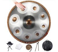 9/10 note Handpan Drum Instrument, 22 pollici in Handpan Drum in percussioni minori in re, tamburo a mano in acciaio con borsa morbida per handpan, 2 mazze per handpan, supporto per handpan, per la