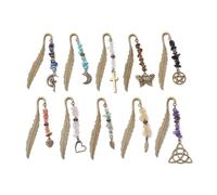 9/10 Pcs Stones Bookmarks Metal Page Markers Retro Creative Carved Hooks