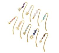 9/10 Pcs Stones Bookmarks Metal Page Markers Retro Creative Carved Hooks