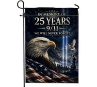 9/11 Memorial Patriotic Remembrance Bald Eagle Garden Flag 30,5 x 45,7 cm | Tributo patriottico, Bandiera del cortile, 9/11 Anniversario Memoriale, America Bandiera Sfondo, Statua Della Libertà