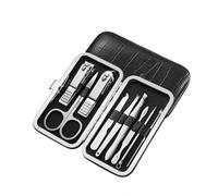 9/16/19Pcs Manicure Set Black Stainless Steel Nail Clippers Cuticle Nipper Pedicure Care Tool Cleaning Grooming Kit,19pcs (9pcs)