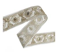 9.1m 5cm Paillettes Ricamato Pizzo Bordo Ethnic Stile Organza Nastro Fai da Te