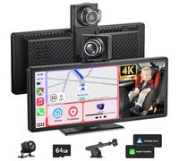 9,26 Pollici Schermo Per Auto per Apple Car play e Android Auto Wireless, Schermo Carplay Auto con Dash cam 4K/Telecamera Posteriore HD 1080P/Bluetooth/FM/AUX/64G TF/Mirror Link/Assistente Vocale/GPS
