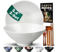 9.4Pollici 2 Set Ciotola Ramen In Ceramica(9 pezzi), Ciotola Di Pasta Giapponesi Con Ricette Forchetta Bacchette E Cucchiaio Per Spaghetti Zuppa Di Insalata Snack Bowl Regali Per Uomini Donne Di Casa