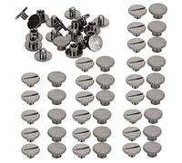 9,5 Chiodi 6mm Viti da 4mm, Set di 30 Rivetti per Libri Chiodi per Bottoni per Rilegatura in Pelle in Ottone Piatto Zigrinato, Chiodi per Rilegatura di Libri Pieni Piatti Rivetti