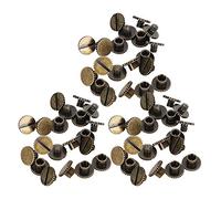 9,5 Chiodi 6mm Viti da 4mm, Set di 30 Rivetti per Libri Chiodi per Bottoni per Rilegatura in Pelle in Ottone Piatto Zigrinato, Chiodi per Rilegatura di Libri Pieni Piatti Rivetti