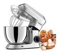 9.5Litri Planetaria Professionale, DOBBOR 1500W Planetaria Offerte con ciotola di acciaio inossidabile, 7 velocità con Gancio per Impastare, Frusta, Sbattitore, Ciotola e Coperchio(D'argento)