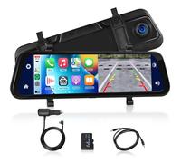 9.66" Specchio Retrovisore Auto, Carplay & Android Auto,Dash Cam Car Camera Dual 1080P,IPS Touch Screen, Scheda da 64 GB Gratuita, Registrazione 24 ore, WDR,Nachtsicht,Sprachsteuerung