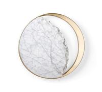 9.8in Round White Marble Wall Lamps G9 Home Interior Decoration Stone Sconces Wall Lighting Gold Metal Lamp Body Simple Wall Decor Light for Living Room Bedside Lighting