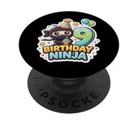 9 anni Compleanno Ninja Ragazzi Nove 9th Kids Nineth Party PopSockets PopGrip Adesivo
