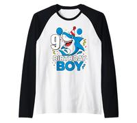 9 Anni Ragazzi Bambini JawSome Shark 9th Nine Year Birthday Maglia con Maniche Raglan