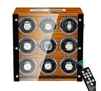 9 Automatic Watch Winder Box with Remote Control And Interior Backlight LCD Touch Screen Display Quiet Motor Piano Paint Exterior (Brown)