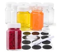 9 Bottigliette di Vetro Piccole 60ml con Coperchio，Mini Bottiglie Vetro Vasetti Vetro Piccoli Bocca Larga Barattoli Vetro con Etichetta e Pennello per Succo，Ginger，Wellness Shot，Whiskey e Spezie