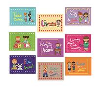 9 buone abitudini educate regole di classe segni & manifesti educativi per l'apprendimento dei bambini, materiale didattico inglese decorazione aula decorazione, classifiche organizzative di classe