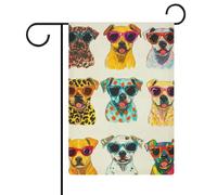 9 cani che indossano occhiali da sole, bandiera da giardino, casa, cortile, bandiera esterna stagionale in iuta su entrambi i lati, 30,5 x 45,7 cm