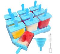 9 Cavità Stampi per Ghiaccioli con Spazzola per la Pulizia e un Imbuto Set Stampini Gelato DIY Silicone Stampi per Gelato senza BPA Formine Ghiaccioli Riutilizzabili per il Gelato Fatto in Casa