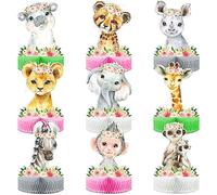 9 centrotavola a nido d'ape con animali della giungla, decorazioni da tavolo per baby shower per ragazze e bambini, decorazioni per feste di compleanno a tema giungla safari, decorazioni per feste di