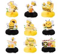 9 centrotavola a nido d'ape Happy 1st Bee Day Bumble Bee per la prima festa di compleanno, decorazioni da tavolo per baby shower, decorazioni da tavolo per baby shower, decorazioni per tavolo a forma