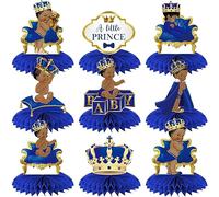 9 centrotavola a nido d'ape Royal Prince, decorazioni per la tavola, per feste di compleanno a tema principe, decorazioni per feste di compleanno a tema principe, decorazioni per feste di compleanno