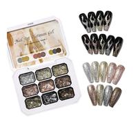 9 colors Platinum Gel Polish, Gradient Painting Gel Glitter Solid Cream, Silver Gold Sparkle Soak Off UV/LED DIY Manicure Long Lasting Mini Nail Palette for Women Girls